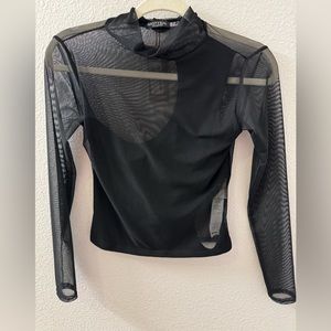 Nasty Gal Mesh long sleeve crop top